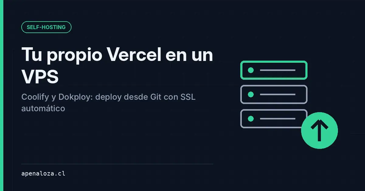 Portada: Tu propio Vercel en un VPS, Coolify y Dokploy con deploy desde Git y SSL automático, con servidores apilados y una flecha de despliegue